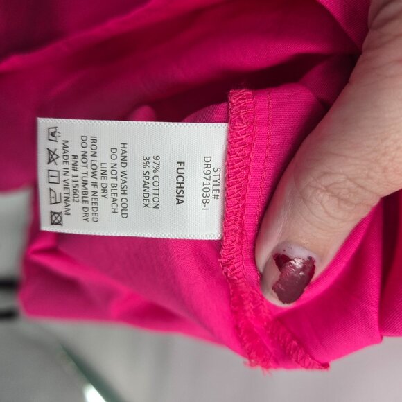 Lush Hot Pink/Fushia Slit Bow Adjustable Straps Cotton Maxi Dress Large - Picture 9 of 9